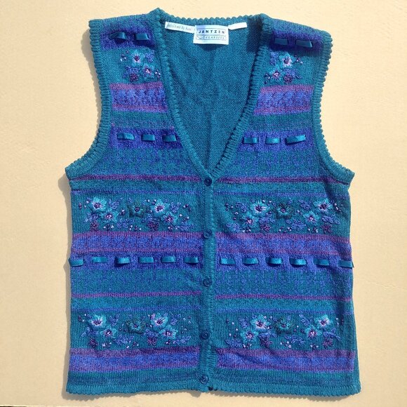 Jantzen Blue and Purple Knit Vest - Picture 1 of 12